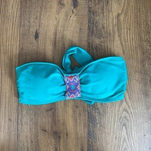 Aerie Green Beaded Bandeau Bikini Swim Top